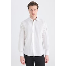 D'S Damat Ds Damat Slim Fit Beyaz Armürlü Gömlek 5hf02hd20341m Çok Renkli