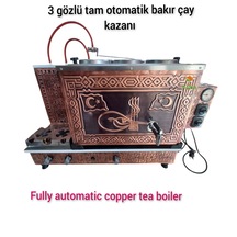 3 Gözlü Bakır Çay Ocağı Çift Bayrak Ve Osmanlı Tuğra Model Tüplü