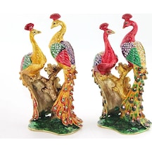 Swarovski Taşlı Tavuskuşu Figürü Renkli