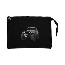 Jeep CJ Mahindra Siyah Clutch Astarlı Cüzdan / El Çantası Siyah