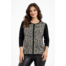 Gürkan Kadın Zebra Desen Triko Kazak Bgl-st05286 Krem