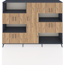 Hyperion Dolap 10 Raflı 9 Kapaklı 220x44x163 Antrasit-çam/antrasi Antrasit-çam/antrasit
