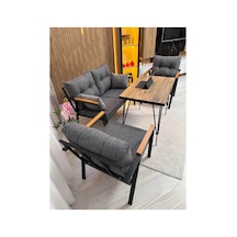 Houseart Balkon ,bahçe , Teras , Cafe ,salon , Metal Kanepe , Metal Kanepe Koltuk ,oturma Takımı 2-1-1 Masalı Takım Gri
