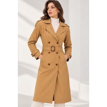 Z9737 Dewberry Bayan Trençkot-düz Camel