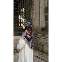 Qalortex Scarf Pamuklu Soft Rânâ Desen Eşarp-antrasit/kahve