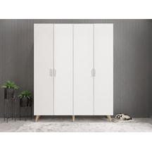 Duke 4 Kapaklı Ayakkabılık Meşe Beyaz 140 Cm M2