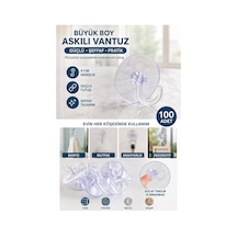 Büyük Boy Askılı Vantuz, 100 Adet 4cm Şeffaf Plastik Kancalı Öpücük Vantuz