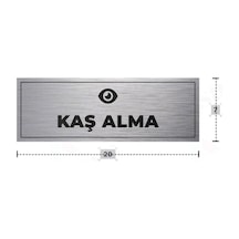 Kaş Alma Yazılı - Metal - Gümüş Renk - Kapı İsimliği - 20x7 Cm