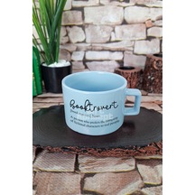 Booktrovert Noun Baskılı Kitap Sever İçe Dönük Tanımı Kare Kulplu Fincan Mavi Kupa Bardak MAvi