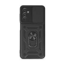 Samsung Galaxy  Uyumlu,  M14 5g Kılıf Pars Lens Yüzüklü Silikon - Siyah