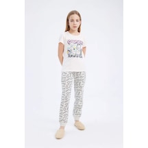 DeFacto Kız Çocuk Garfield Pijama Takımı Kısa Kollu Üst Beli Lastikli Uzun Alt E2223A825SMPN447 Pembe