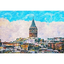 Yağlı Boya Galata Kulesi Çalışması Poster Duvar Kağıdı Renkli