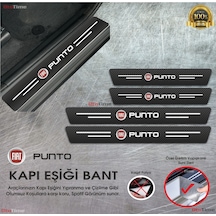 Fiat Punto Logolu Karbon Kapı Eşiği Koruyucu Suni Deri 4'lü Set