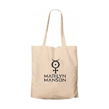 Marilyn Manson Logo 2 Krem Kanvas Bez Çanta Krem