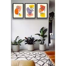 3 Parça Çerçeve Görünümlü Şık Boho Tablo Modeli, Oturma Odası, Salon, Ofis, Yatak Odası Duvar Dekoru
