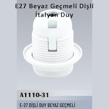 10 Adet E27 Beyaz Geçmeli Dişli İtalyan Duy