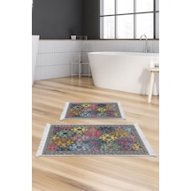 Dekoreko Kaymaz Taban Djt 2 Li Banyo Paspas Takımı Trend Saçaklı Iskandinav F5008 Renkli