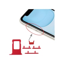 Apple Uyumlu iPhone 11 Sim Kart Tepsisi + Yan Anahtar Kırmızı