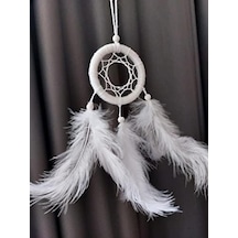 Araba Dikiz Aynası Süsü/rüya Kapanı/düş Kapanı/dreamcatcher/handmade/el Yapımı/beyaz Dreamcatcher
