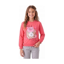 Onloox Kız Çocuk Mercan Kız Çocuk Mercan Pamuklu Bisiklet Yaka Uzun Kollu Regular Köpekcik Baskılı Sweatshirt 3 Yaş