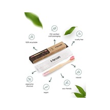 Vegan Bambu Çocuk Diş Fırçası - Yumuşak - Mavi -plastik İçermez Pembe Açık Ahşap