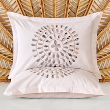 Soft Butas 2'li Yastık Kılıfı - Ekru / Gri - 50x70 Cm Renkli