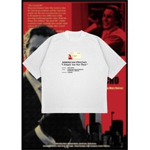 Tarzsokak American Psycho Baskılı Oversize Unisex Pamuklu Nefes Alan Kalın Kumaşlı Beyaz