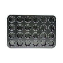 24 Gözlü Metal - Siyah Düz Muffin - Kek Kalıp