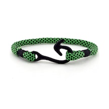 Siyah Metal Kanca Yeşil Paracord Bileklik Bt159 Çok Renkli