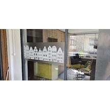 Technosmart 45x150cm Dekoratif Şehir Temalı Buzlu Cam Filmi Statik Kaplama Mutfak Ofis Banyo Pencere