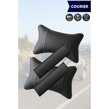 Courier Uyumlu Deri Kemer Koruyucu Lüks Deri Yastık Siyah Set
