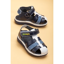 Şirin Bebe Ortopedik Kafes Lacivert Kot Erkek Bebek Sandalet-1097 Lacivert