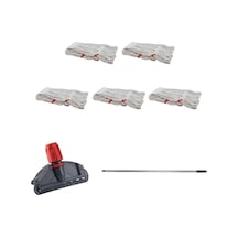 Sska Cod-Ex Dar Yedek Islak Mop Takımı Islak Mop Beyaz 5'li 450 G 17 CM + Metal Sap + Mop Tutucu