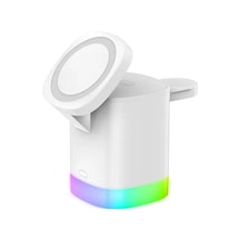 3in1 15w Apple iPhone Uyumlu AirPods Watch Kablosuz Şarj Cihazı Rgb Işıklı T15