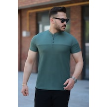 Erkek Hakim Yakalı Kısa Kollu Pamuklu T-shirt Yeşil