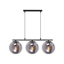 Modern Füme Glop Camlı Sıralı Üçlü Siyah Sarkıt Avize