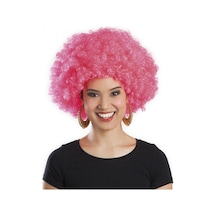 Pembe Renk Kıvırcık Afro Bonus Parti Peruğu