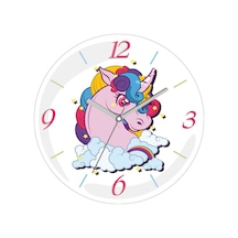 Unicorn Parıltı Çap 30cm Sessiz Akar Bombeli Gerçek Cam Duvar Saati Siyah
