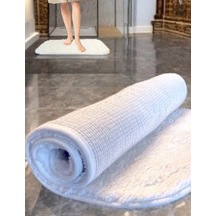 Volga Beyaz Banyo Paspası 50x90 Cm , Duşakabin Önü Paspası Beyaz