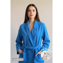 %100 Pamuk Unisex Koyu Turkuaz Bornoz - Şalyaka Otel Bornozu, Spa Için Ideal, Günlük Kullanıma Uygun Turkuaz