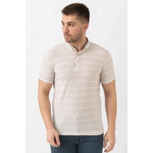 White Stone Lyon Slim Fit 2806 Pamuklu T-Shirt Taş - 2XL