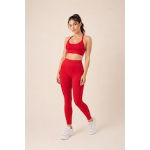 Jolt Kind Model Kalça Büzgülü Yüksek Bel Toparlayıcı Seamless Tayt Kırmızı