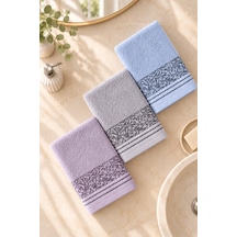 Botanical Garden Yaprak Desenli El Yüz Havlusu 50x90 Cm 3 Lü Set %100 Pamuk - Lilac Coast Çok Renkli