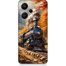 Xiaomi Redmi Note 13 Pro Plus Uyumlu Sonbaharda Buharlı Tren Desenli Silikon Kılıf Çok Renkli