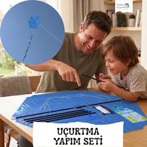 Uçurtma Yapım Seti / Naylon Altıgen / Plastik Çıtalı / Mavi