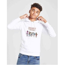Tshirthane Schwifty Things On The Upside Time Baskılı Unisex Çocuk Kapüşonl Beyaz