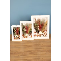 Yapay Çiçek Deposu Dekoratif Çiçekli Çerçeve Tablo 3lü Set Kod:109