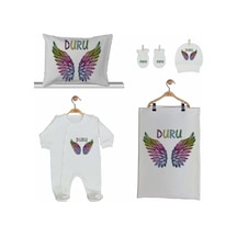 Pia Baby Gl 2207 İsme Özel Beşli Tulum Set Krem