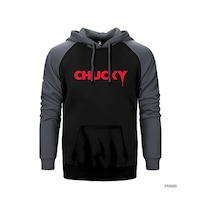 Chucky Logo Gri Renk Reglan Kol Sweatshirt / Hoodie