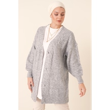 Bigdart 15768 Tesettür Triko Hırka - Gri 001